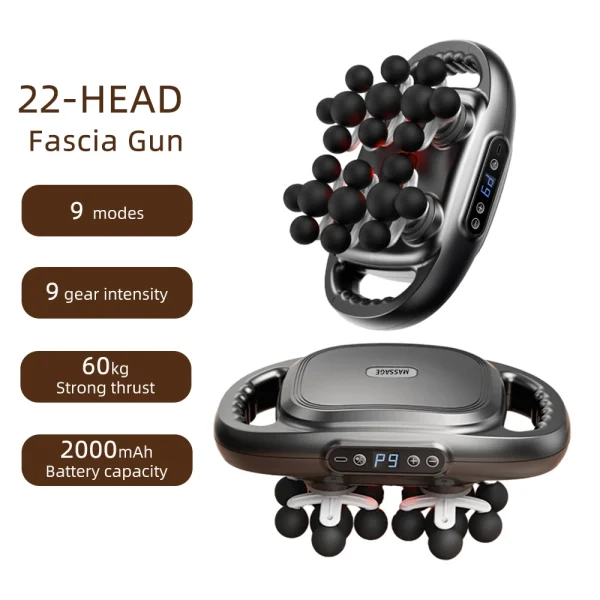 22-Head Fascia Gun High-Frequency Vibration Body Massage Gun Back and Waist Massager Neck Shoulder Massager Muscle masajeador