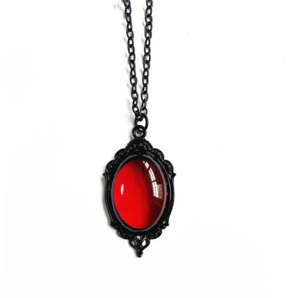 Goth Vintage Red Black Quartz Crystal Cameo
